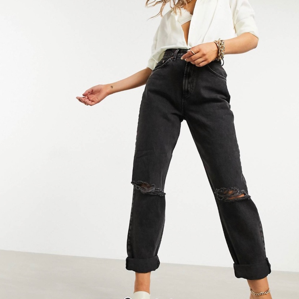ASOS slouchy high waist distressed mom jean